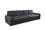 CAVADORE Big Sofa Faro / Große Couch mit pflegeleichtem Soft Clean Bezug / Einfache Fleckentfernung / 302 x 88 x 108 / Flachgewebe, dunkelgrau