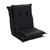 Homeoutfit24 Gartenstuhl-Auflage, Made in Europe, Polyester, Oeko-TEX® Standard 100, UV-beständig, Halteband & Kordeln, 2-Stück, Anthrazit