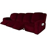 GYHH 10-teilige Samt Recliner Überzug Sessel Husse Relax Fernsehsessel Relaxstuhl Sesselbezug Für Super Sofa Liegesofa Schonbezüge Möbelbezüge Dick Weich (Wine red)