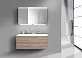 Intarbad ~ Cubo 1200 Doppelwaschbecken Badset grifflos mit Unterschrank und Led Spiegelschrank Fineline Metallic Anthrazit IB1498