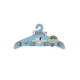 Hokulight Kindergarderobe blau aus Holz mit Wunschname Personalisierbar Einhorn Flur Kinderzimmer Kinder Geschenk Baby Geburtstag Wandhaken Kleiderhaken Garderobe