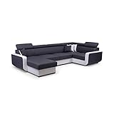 MOEBLO Ecksofa mit Schlaffunktion Eckcouch mit Bettkasten Sofa Couch U-Form Polsterecke Maxim (Grau, Ecksofa Links)