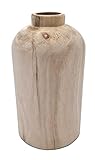 Holz Blumenvase Flasche - 21 cm/klein - Deko Vase naturbelassen - Tischdeko Fensterdeko für Kunstpflanzen und Pampasgras
