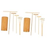 NUOBESTY 2 Sets Trockener Bergrechen-Set Zen-Gartensand Garten-Sandkasten-Werkzeuge Gartenrechen Mikrospielzeug-Set Tischdekoration Sandtisch Mini-Rechen Sandmalerei Holzrechen