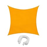 jarolift Sonnensegel Quadrat, Wasserdicht, Sonnenschutz Sichtschutz für Terrasse Garten Balkon, Polyestergewebe, 400 x 400 cm, Gelb