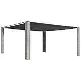 Outdoor Living Pavillon mit Schiebedach Poly Rattan 400x400x200 cm Grau und Anthrazit