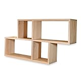 Coemo Wandregal Dekor Sonoma Eiche 'Ernie' Bücherregal Holz | MDF 4 Fächer Hängeregal Schweberegal für Wohnzimmer, Schlafzimmer und Küche