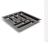 Besteckeinsatz Schubladeneinsatz Besteckkasten Comfort Universal | für 50er Schubladen | zuschneidbar von 408-435 mm | Silbergrau