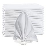 Stoffservietten 12 Stück Waschbare Papierservietten 45x45cm Polyester Paper Napkins für Hochzeit Bankett Geburtstagsparty Hotel(Weiß)