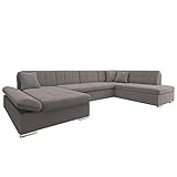 Mirjan24 Ecksofa Bergen Design Eckcouch mit Schlaffunktion und Bettkasten, Regulierbare Armlehnen, U-Form Sofa vom Hersteller, Wohnlandschaft (Sun 95, Ecksofa: Links)