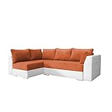 mb-moebel Ecksofa mit Schlaffunktion Eckcouch mit Zwei Bettkasten Sofa Couch Wohnlandschaft L-Form Polsterecke Laos (Orange + Weiß, Ecksofa Links)