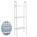 Bücherregal,Leiterregal mit 3 Ebenen,schmales Regal, Standregal im Wohnzimmer Küche,für Wohnzimmer, Schlafzimmer Hochregal freistehendes Regal aus Metall，Farbe:weiß 36/61cm (Color : White, Size : 36