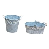 MERRYHAPY 2 Stück Eisen-Hängeeimer Tischdekoration Bodenvasen Mini-Wasserkocher Metall-Blecheimer Rustikale Shabby-Chic-Vase Shabby-Chic-Krug Vase Blumentopf Eimer Blumeneimer