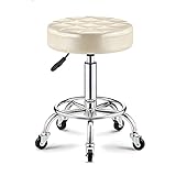 ESNY Rolling Stuhl mit Rädern 400 Pfund Gewichtskapazität, 360 Schwenkgräsen amoschenosethetisch -Stool für Tatoo Labor Massage Salon Spa Entwurfsnagel Teach einstel White