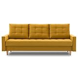 Couch Lena 215x92 mit schlaffunktion und Bettaksen - Klassisch Design - Auffälliger Kronos - Stoff - Kissen - Auswahl an Farben (Kronos 01)