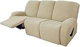 8 Teile Stretch Recliner Slipcover, Jacquard Spandex Recliner Stuhlabdeckung rutschfeste Weiches Sofa Slipcover Waschbare Möbelschutz for Wohnzimmer (Color : Cream Color, Size : 3 Seater)