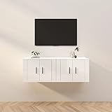UYSELA Home Sets mit Wand-TV-Schränken, 2-teilig, Hochglanz-Weiß, 57x34,5x40 cm