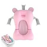 Baby Badewannen Pad, Kinderbadewanne mit Ergonomischem Badekissen für badewanne baby Platzsparend Tragbare rutschfeste Badewannen-Pad für Neugeborene, Babys ab 0 Monaten(Rosa)