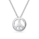 Bling Jewelry Winzige Minimalistische Symbol Weltfriedenszeichen Anhänger Halskette Für Jugendlich Für Frauen .925 Sterlingsilber Mit Kette