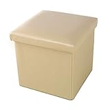 Fußschemel Aufbewahrung Kleiner Fußschemel Tragbare Fußstütze Hocker Kinderspielzeugkisten Quadratischer Würfel Klappbares Wohnzimmer ， 5 Farben (Color : Beige, Size : 30X30X30CM)