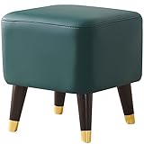 LIULA Puff Lederstoff Hocker Pouf Polsterhocker Gepolsterte Sitzhocker Schminktisch Mit Holzrahmen Und Dicker Schwamm Quadrat Fußbank Für Wohnzimmer Schlafzimmer(Color:Dunkelgrün)