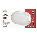 EMOS LED-Wandleuchte und Deckenleuchte 20 W oval, IP65 wasserdichte 1600 lm Ovalleuchte, Außenleuchte für Balkon, Keller, Garage, Outdoor, neutralweiß 4000K, 27 x 14,5 cm, ZM3020