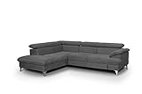 Mivano Schlafsofa David / Moderne Eckcouch mit verstellbaren Kopfstützen, Schlaffunktion und Stauraum / 256 x 71 x 208 / Mikrofaser-Bezug, Dunkelgrau