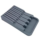 Jomewory Messerblock Für Schublade, Cutter Organizer Für Die Küche, Besteck Organizer, Schubladenaufbewahrung, Besteckschlitz Organizer, Messerhalter, Küchenschubladen Organizer, 29,2x18x5,3cm