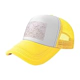 VACSAX Mesh Back Cap for Men Women Summer Baseball Hat White Roses Flower Print Trucker Hat, Gelb, EinheitsgröÃŸe