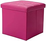 Multifunktionaler Hocker Lagerhocker Lagerhocker Falten-praktischer Leder-Fußhocker Gepolsterter bequemer osmanischer Fußstütze-Faltschachtel-Single-Sitzkiste max.100kg, abnehmbarer Deckel-Bett-Endhoc