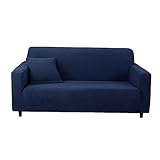 YLLUPD Sofabezug für 3 Sitzer,Jacquard Sofahusse mit elastischem Boden Möbelschutz Couch Bezug Abwaschbar Antirutsch Stretchhusse Sofa Überzug für Katze Hund Kinder-M(145-185cm)-Navy blau