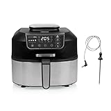 Princess 182092-2-in-1 Hot Air Fryer and Grill - 4 Programmes - Max 265°C - Includes Thermometer - 1760W - Silver/Black