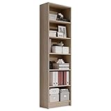 LILLY Regal Sonoma Eiche Optik - Modernes Bücherregal mit 6 offenen Fächern - Vielseitiges Büro Aktenregal Standregal mit viel Stauraum - 60 x 202 x 28 cm (B/H/T)