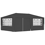 Profi-Partyzelt mit Seitenwänden, JUNZAI Party Deko, Festzelt, Pavillon, Garden Decoration, Canopy Tent, Lagerzelt, Gartenpavillon, 4×6 m Anthrazit 90 g/m²