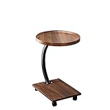 PINNKL Sofatisch auf Rollen,Beistelltisch in C-Form,mobiler Kaffeetisch,Wohnzimmertisch mit Metallgestell,für Kaffee und Laptop,30 * 40 * 60CM (Color : Walnut, Size : 40 * 40 * 60)