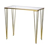 Beistelltisch Nordische Kommode, 100 * 40 * 76,5 cm Haarnadel-Tischbeine/Couchtisch aus gehärtetem Glas Home Schlafzimmer Schminktisch Einfach zu montierender schlanker Konsolentisch, Gold (