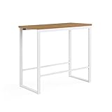 B&D home Bartisch, Bistrotisch, Tresentisch, Stehtisch, Esstisch, hoher Schreibtisch, Wildeiche Optik, mit Stahlgestell, 120 x 60 x 110 cm, Landhaus Stil