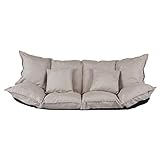 Ribelli 2 Sitzer Hikui Futon Schlafsofa im Japanischen Stil Sofa mit Schlaffunktion, Sofabett mit Verstellbarer Rücklehne, Lazy Sofa klappbar, Bodensofa für Schlafzimmer, Wohnzimmer, Balkon, Creme