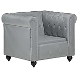 INLIFE Chesterfield-Sessel Grau Echtleder