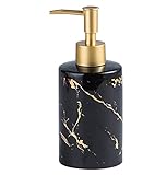 Seifenspender Spülmittelspender Marmor Keramik Lotionspender Flüssigseifenspender Pumpflasche Für Badezimmer Lotionspender (Color : Nero, Size : 10.48 oz)