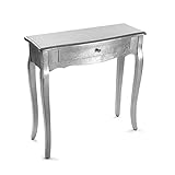 Versa Cagliari Schmales Möbelstück für den Eingangsbereich oder Flur, Moderner Konsolentisch, mit 1 Schublade, Maßnahmen (H x L x B) 80 x 30 x 80 cm, Holz, Farbe: Silber