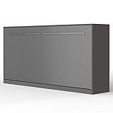 SMARTBett Standard 90x200 120x200 140x200 160x200 Komfort Lattenrost | ausklappbares Wandbett, Wandklappbett fürs Gästezimmer, Büro, Wohnzimmer, Schlafzimmer 90x200 Horizontal Komfort Anthrazit