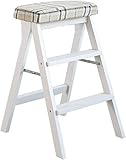 FADUNI Massivholzhocker, Klapphocker, klappbar, weiß, Hocker und Beine, Hocker, praktisch, multifunktional, Holzschreibtisch, Küche, Büro, Stuhl, Leiter, hoch, 3 Stufen