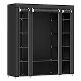 SONGMICS Kleiderschrank, Stoffschrank, mit Kleiderstange und Ablagen, Soffüberzug, für Schlafzimmer, Ankleidezimmer, 150 x 45 x 175 cm, schwarz LSF03H