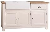 Casa Padrino Landhausstil Spülenschrank Creme/Braun 155 x 65 x H. 90 cm - Spültisch/Küchenschrank mit 3 Türen und Schublade