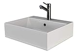 VILSTEIN Keramik Waschbecken Hängewaschbecken Aufsatzwaschbecken Waschtisch rechteckig eckig Weiss ca. 50 cm