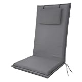 Doppler Auflage Hochlehner Elegant Grau Set 6X I Gartenstuhl-Polster 119x48x6cm aus Baumwolle & Polyester I Sitzauflage weich & bequem I Sitzkissen zum Festbinden an Gartenstuhl