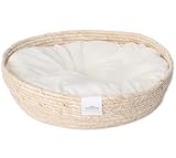 Dehner Premium Lovely Kuschelbett Guter Schlaf, Ø 45 cm, Höhe 13 cm, Naturmaterial/Plüsch, weiß/beige