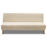 Carvapet Elastischer Sofabezug Ohne Armlehne Sofaüberwurf Sofabezug Armlose Antirutsch Clic Clac Sofahusse Couch überzug(Beige)