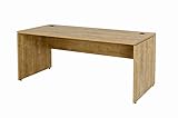 furni24 Schreibtisch fürs Arbeitszimmer und Home Office - Großer laminierter Computertisch aus Holz, 2 Kabeldurchlässe, Bodengleiter, 2-Personen-Arbeitsplatz (Saphir-Eiche, 180x80x75 cm)